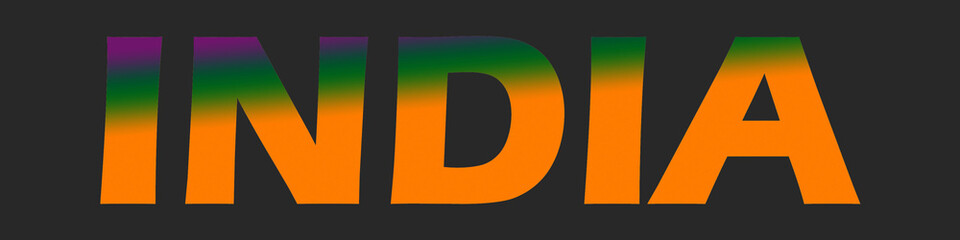 Elegant "India" text design in a striking saffron color gradient. The smooth transition from light to deep saffron adds a warm, dynamic touch to the text, perfect for patriotic themes. India design