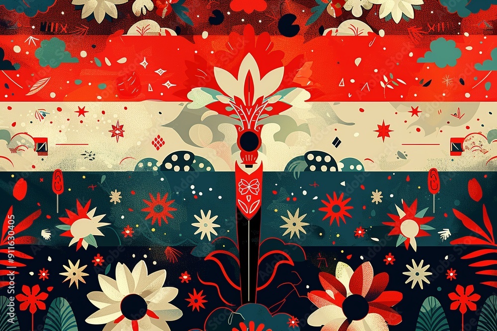 Poster this minimalist illustration of the indonesian flag features a simple design with two horizontal str