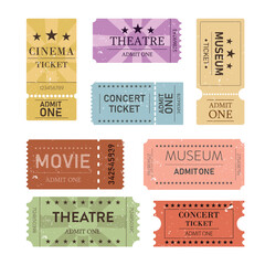 Grunge Ticket Icon Set Vector Design.
