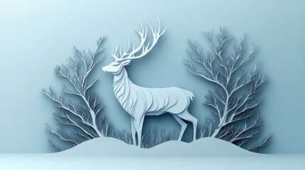 Minimalistic Paper Art Illustration of a Paper-Cut Animal
