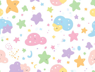 Dream cute stars seamless pattern background design