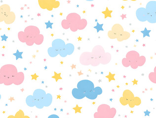 Dream cute stars seamless pattern background design