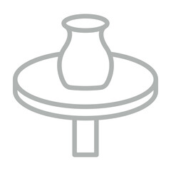 Pottery Wheel Vector Line Grey Icon Design