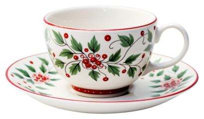 PNG Folk art tea cup Nordic porcelain.