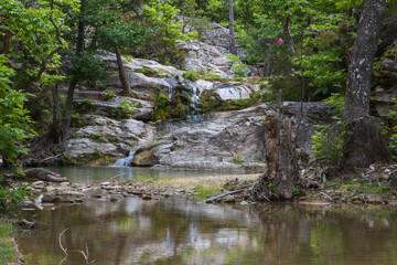 Fototapeta premium Fresh water lake Maries on the island of Thassos Greece - flowing water from the mountains - waterfalls.