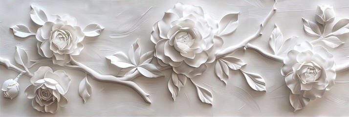 3D flowers acrylic painting on canvas white 