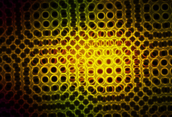 Dark Green, Yellow vector background with bubbles.