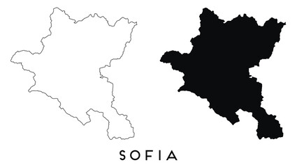 Fototapeta premium Sofia map outline and black silhouette vector