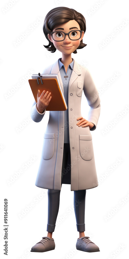 Canvas Prints png scientist overcoat cartoon female.