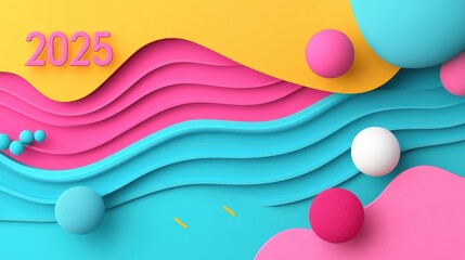 A colorful abstract background with "2025" appearing as a bold, graphic element.