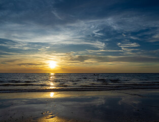 Landscape horizon viewpoint panorama summer sea beach nobody wind wave cool holiday calm sunset sky evening day time look calm nature tropical beautiful ocean water travel Koh Muk Trang Thailand