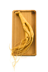 Ginseng Root on Wooden Tray