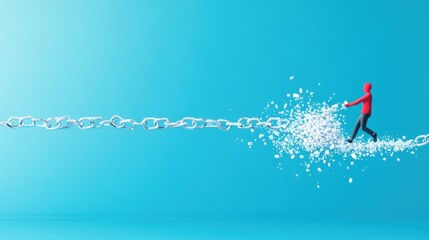 A creative illustration depicting a person breaking chains symbolizing breaking bad habits and achieving goals in 2025.