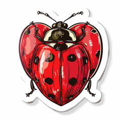 Colorful illustration of a red ladybug with black spots, showcasing its unique heart-shaped design.