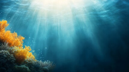 Obraz premium Sunlit Underwater Coral Reef Scene