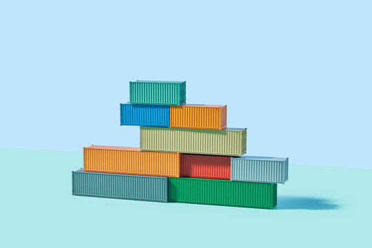 Boxes with international parcels arranged asymmetrically