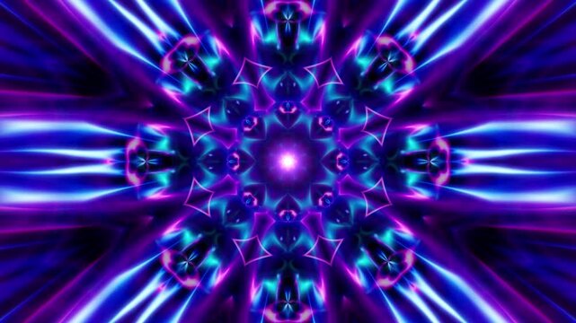 Abstract neon fractal kaleidoscope