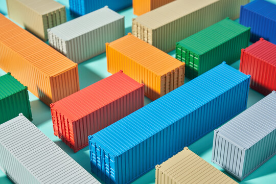 Close up cargo freight made of bright metal with textured surface