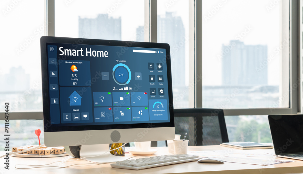 Poster smart home technology, centric remote control system with digital dashboard for air conditioning, sa