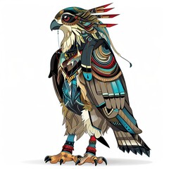 Hawk Ethnic Fusion animal fashion cartoon isolated whitebackground 16:9