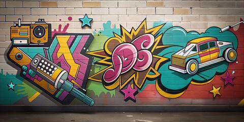 retro wall graffiti
