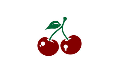 Vector illustration of cartoon cherry on white background