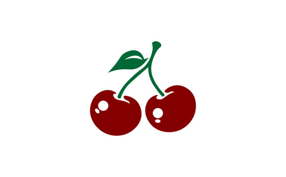 Vector illustration of cartoon cherry on white background