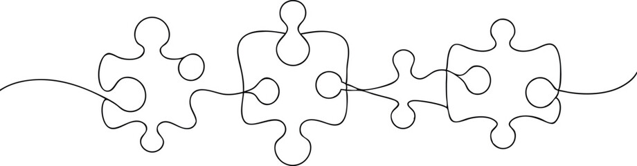 Continuous Line Drawing of Connected Puzzle Pieces