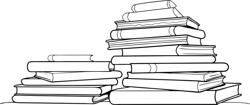 Stack of Books Illustration on White Background