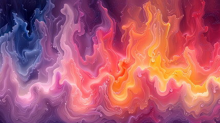 Fototapeta premium Abstract colorful fluid art with swirls of vibrant purple, pink, orange, and yellow hues blending seamlessly.