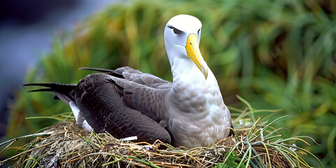 Albatross in nesting environment