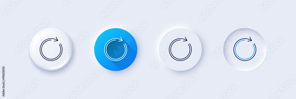 Poster refresh line icon. neumorphic, blue gradient, 3d pin buttons. rotation arrow sign. reset or reload s