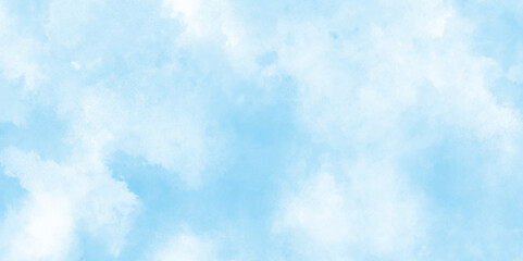 Watercolor illustration art marble painting sky, soft light blue abstract gradient sky watercolor background wallpaper with clouds, Hand painted abstract soft sky blue watercolor sky and clouds.