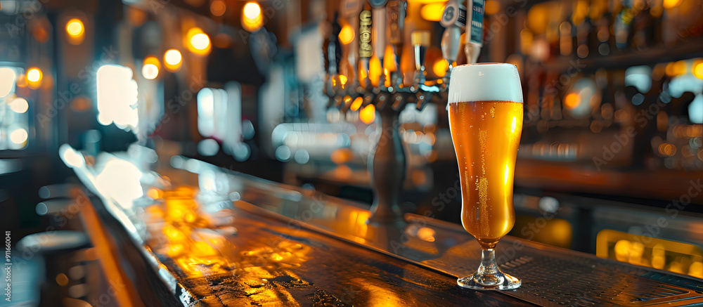Aufkleber image showing a beer tap in a pub with copy space image available.