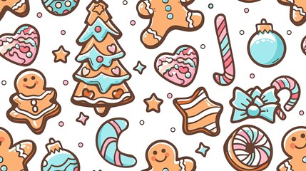 A seamless pattern of gingerbread cookies