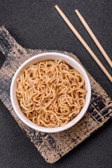 Asian dish rice noodles with salt and spices