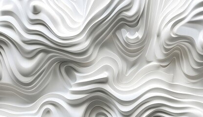 Abstract White 3D Wavy Pattern