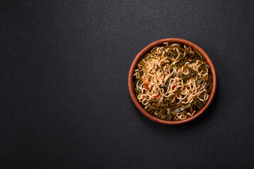 Asian dish rice noodles with salt and spices