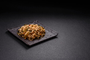 Asian dish rice noodles with salt and spices