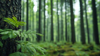 A forest affected by acid rain, with damaged trees and foliage