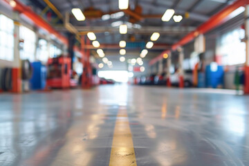 Modern Car Service Center Interior with Blurred Background