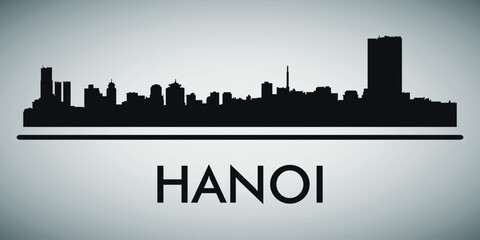 Fototapeta premium The city skyline. Hanoi. Silhouettes of buildings. Vector on a gray background