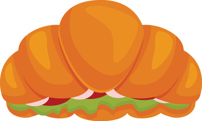 Freshly baked croissant filled with salad, tomatoes, and onions, perfect for a tasty and convenient breakfast or lunch