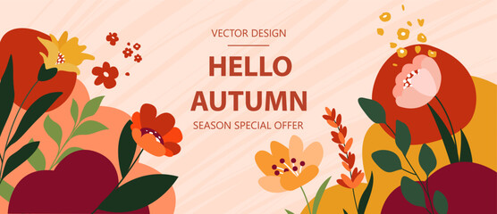 Set of cute botanical cards. Wedding, thank you card, invitation design with flofers, abstract forms. Bright colorful illustration. Place for text. 