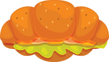 Freshly baked croissant filled with ham and salad, perfect for a tasty and convenient breakfast