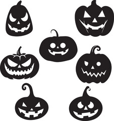 Halloween Pumpkin set Silhouette Vector