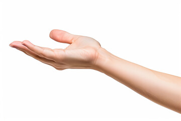 Woman's Hand Gesture Holding Something on White Background