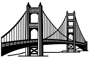 Golden gate bridge silhouette. bridge vector silhouette illustration