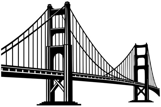 Golden gate bridge silhouette. bridge vector silhouette illustration