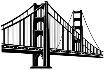 Golden gate bridge silhouette. bridge vector silhouette illustration